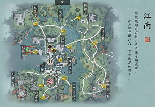 天涯明月刀手游江南胜景录位置坐标大全