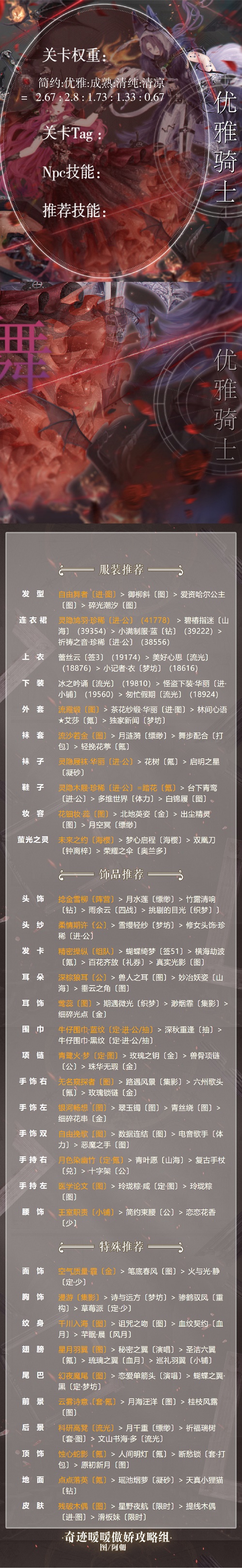 奇迹暖暖优雅骑士怎么搭配攻略