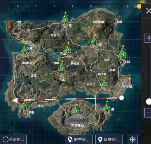 和平精英冰雪模式圣诞树位置分布图