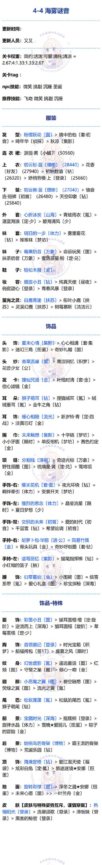 奇迹暖暖海雾谜音高分搭配攻略