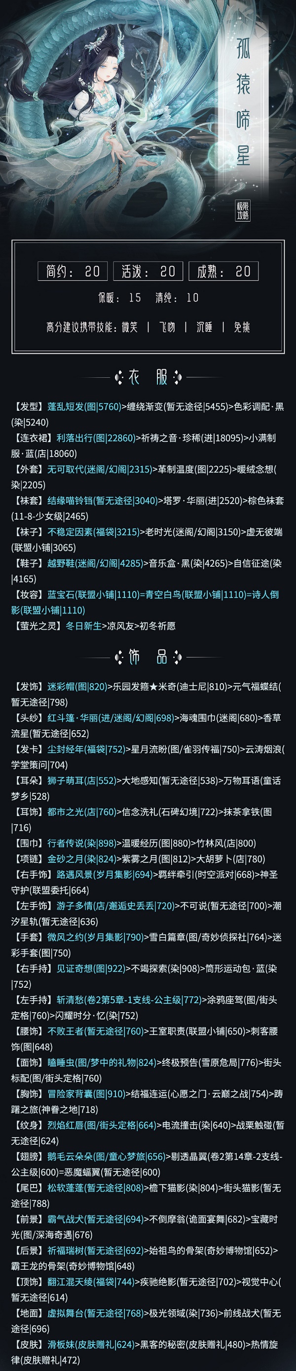 奇迹暖暖孤猿啼星极限搭配攻略