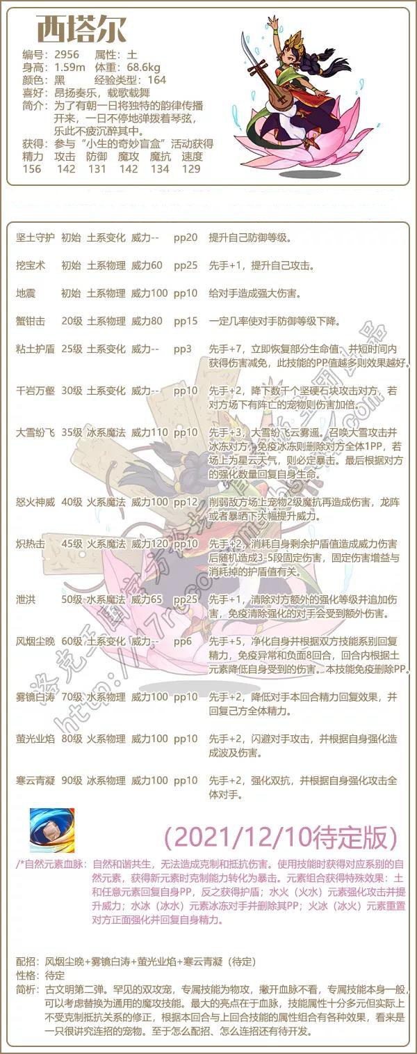洛克王国西塔尔技术表