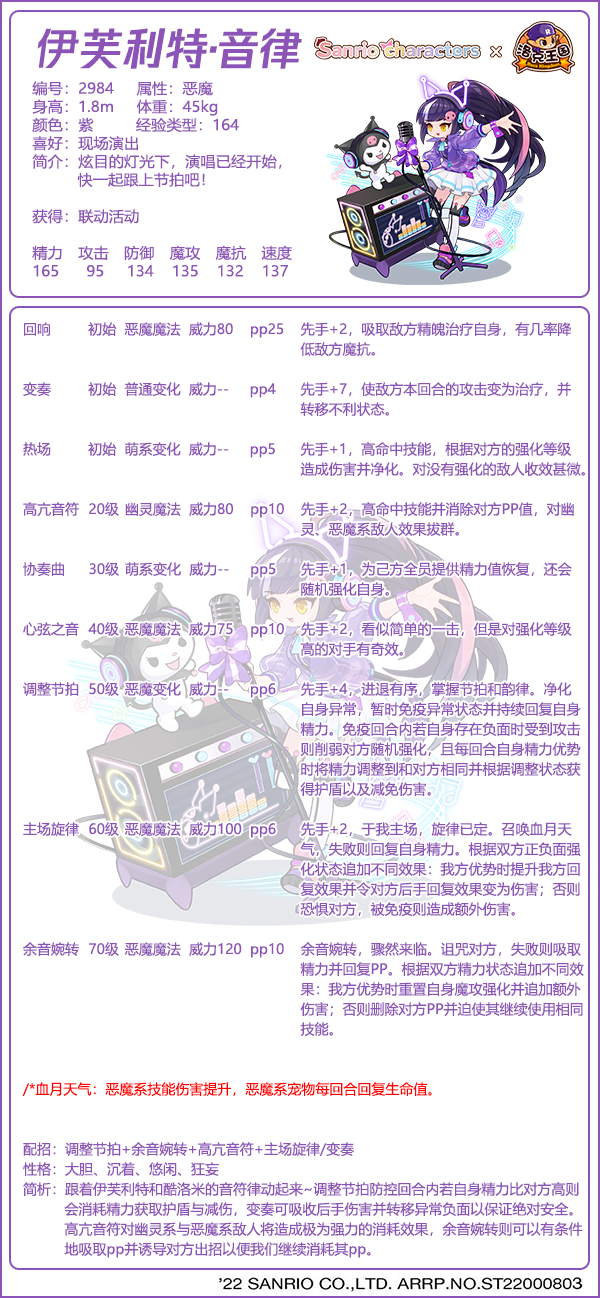 洛克王国伊芙利特乐律技术表