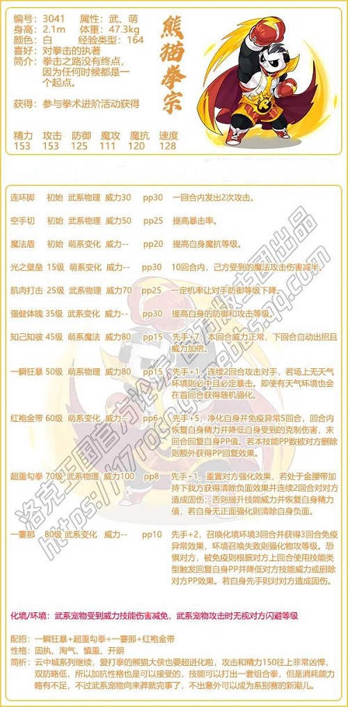 洛克王国熊猫拳宗技术表一览