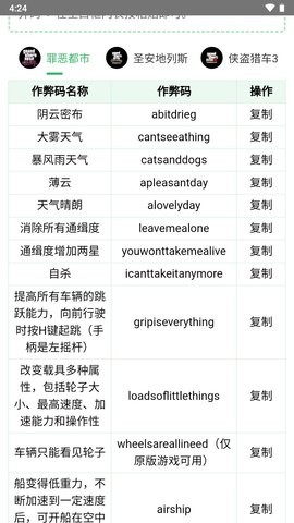 GTA作弊码截图1