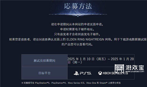 艾尔登法环黑夜君临网络测试怎么报名