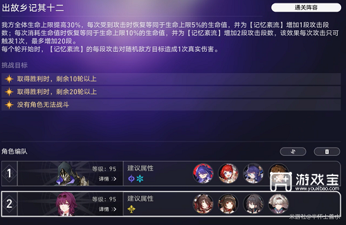崩坏星穹铁道忘却之庭出故乡记其十二阵容推荐攻略