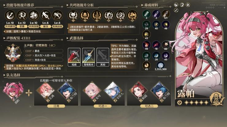 鸣潮露帕角色手法,配装,配队,共鸣链全方面攻略