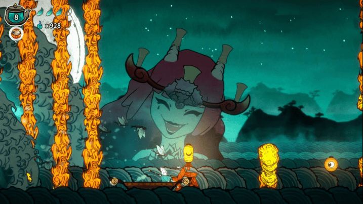 波与月夜之青莲